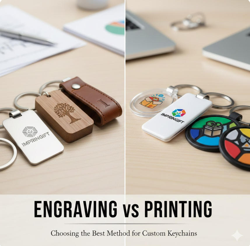 Logo Engraving vs. Printing: Which is Best for Your Custom Business Keychains?